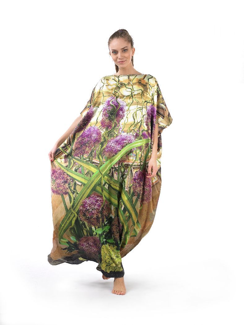 Роскошное шелковое платье "Цветы-шары в Лас Вегасе"