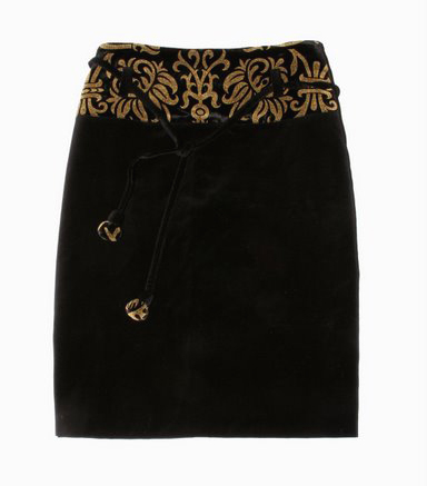 Юбка бархатная с золотым орнаментом