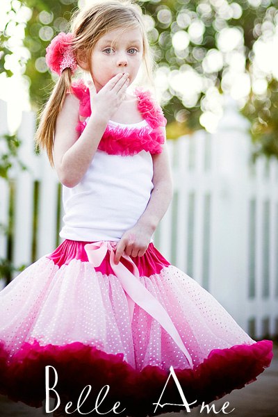 Пышная юбка розово-малиновая в горошек