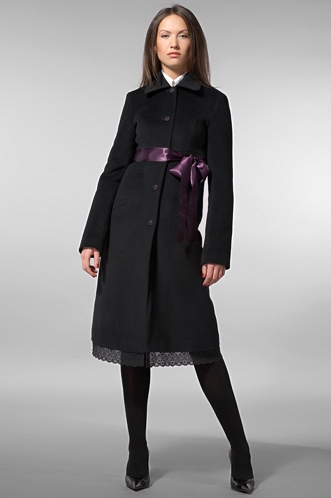 Пальто с атласной лентой-бантом