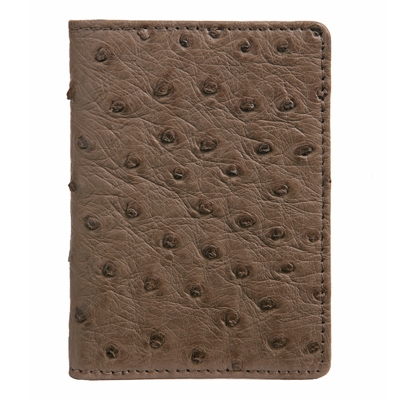 Молочно–коричневая визитница из кожи страуса