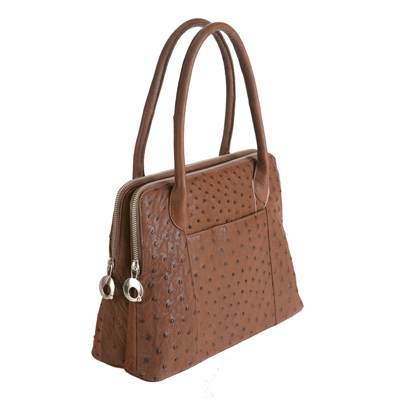 Женская классическая сумка из кожи страуса