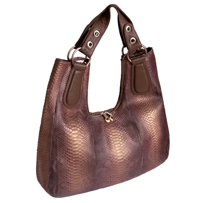 Большая сумка оригинальной формы из кожи питона