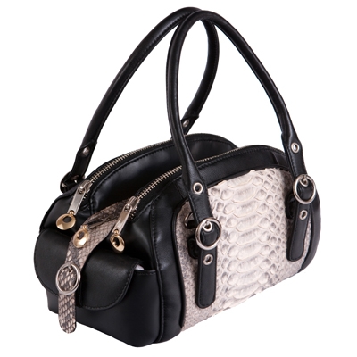 Комбинированная сумка из кожи питона и ягненка