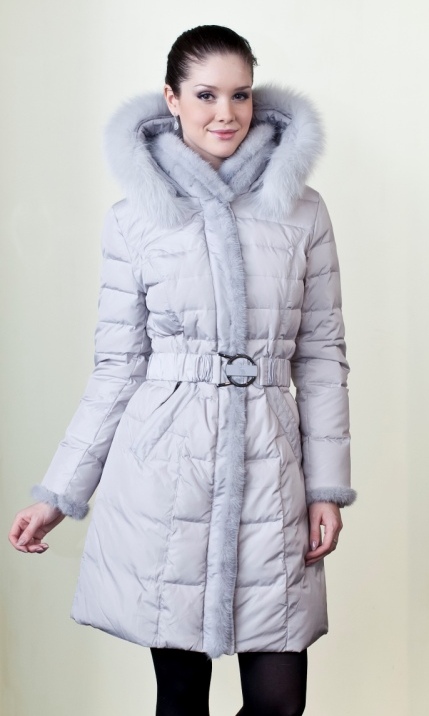 Куртка-пуховик "Жемчуг" с норковой оторочкой