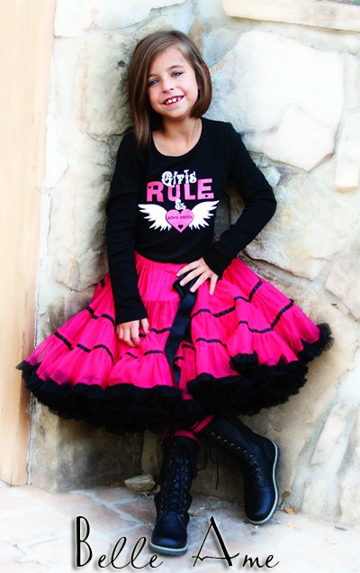 Пышная юбка малиновая с черными полосками