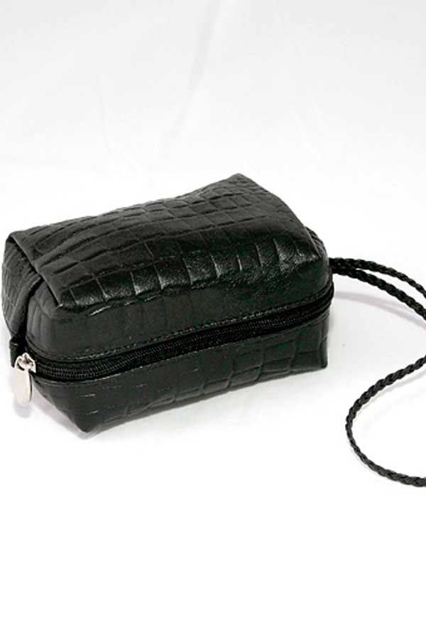 Сумочка мини на шнурке (черный крокодил)