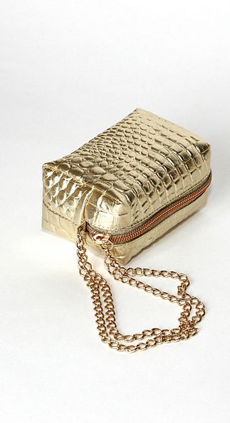Сумочка-мини на цепочке (золотой крокодил)