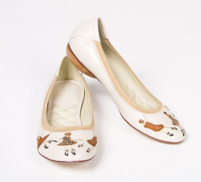 Балетки молочные с аппликацией