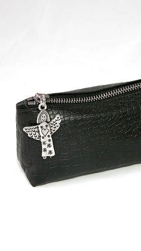 Косметичка пенал (черный крокодил,ангелочек)