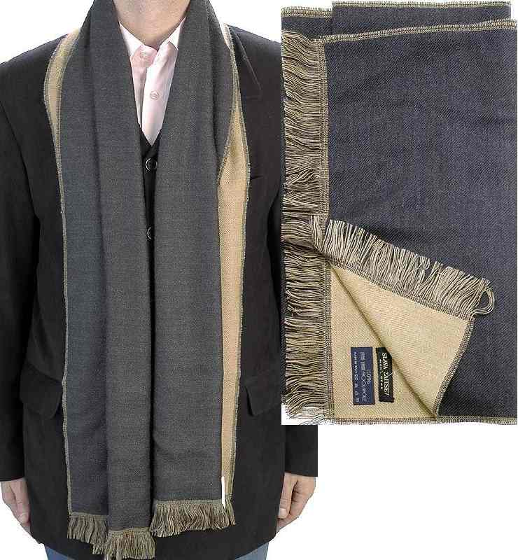 Шарф мужской серый с бежевым