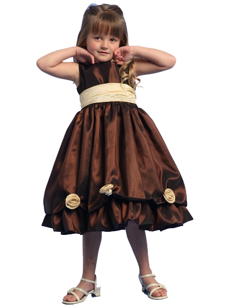 Платье нарядное детское Кокетка коричневое