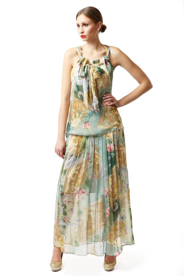 Топ с изящным принтом "веер"