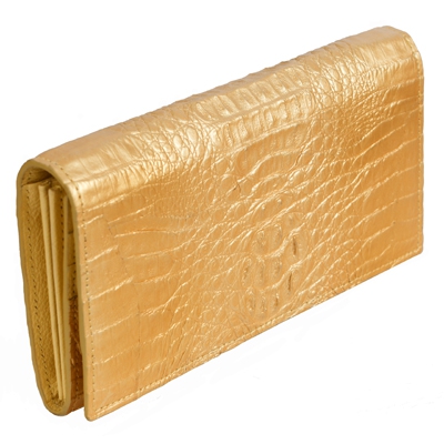 Золотой кошелек из кожи крокодила