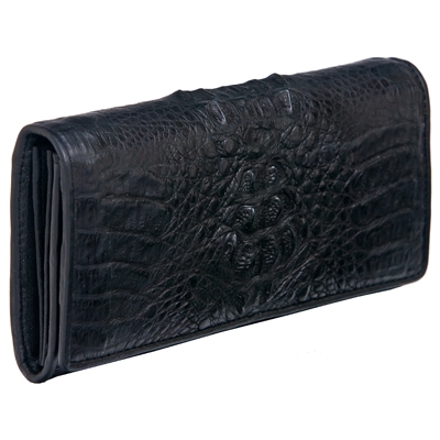 Классический черный кошелек из кожи крокодила