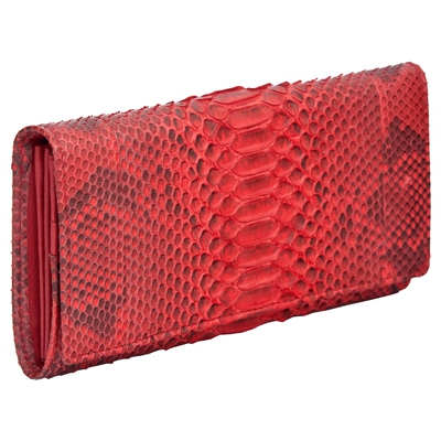 Красный кошелек из кожи питона