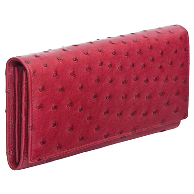 Светло-бордовый кошелек из кожи страуса