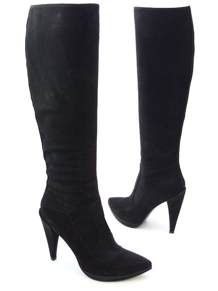 Черные сапоги из нубука Sergio Amaranti