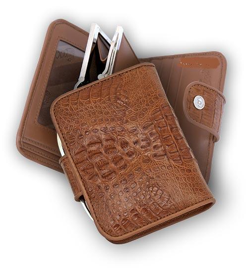 Кожаный женский кошелек из кожи крокодила