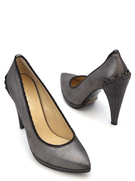 Вечерние туфли стального цвета