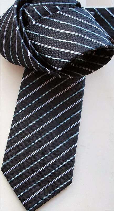 Галстук мужской слим темно-синий в белую полоску