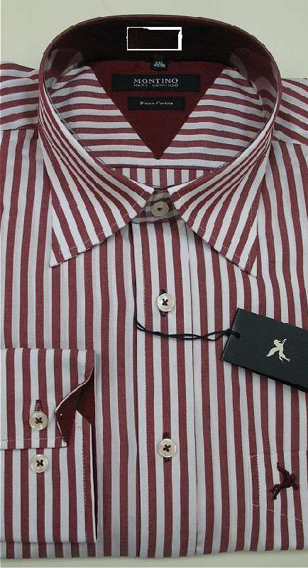 Рубашка мужская белая с темно-красными полосами
