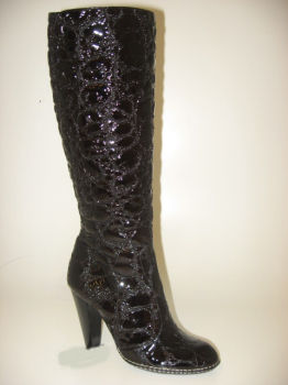 Сапоги шоколадный лакированный крокодил