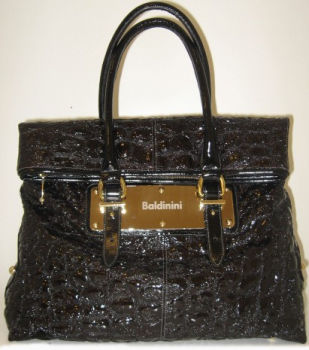 Сумка женская шоколадный лакированый крокодил