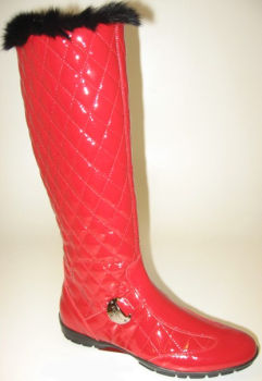 Сапоги стеганые на меху белый лак