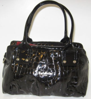 Сумка женская черный лак под рептилию