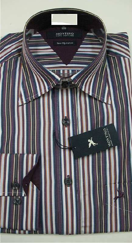 Рубашка мужская Сиренево-коричнево-белая полоска