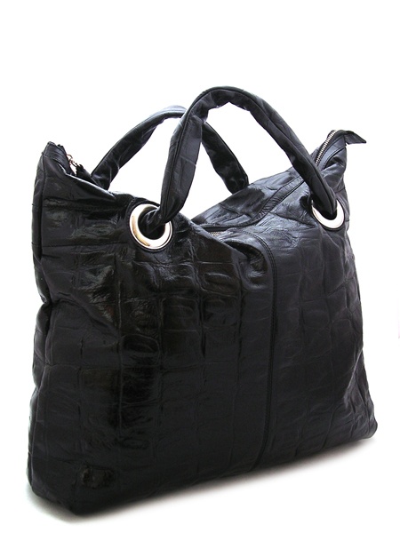 Сумка черный крокодил с мягкими ручками