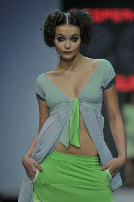 Кардиган двойной серый шифон с салатовой отделкой