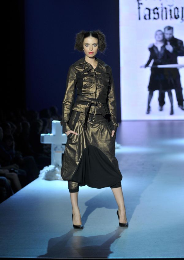 Брюки Жуки бронзовые с трикотажной вставкой