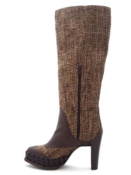 Сапоги из телячьей кожи с пропиткой ткани под твид