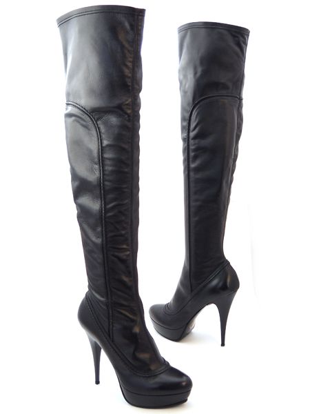 Кожаные ботфорты стрейч