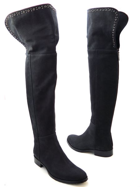 Темно-синие ботфорты