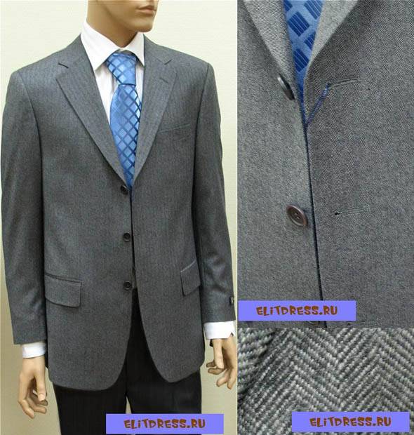 Мужской пиджак Philippe Artois серый "в ёлочку"