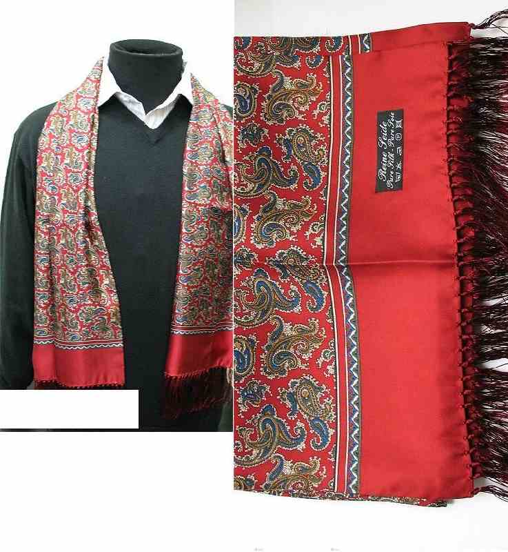 Кашне мужское красное с орнаментом