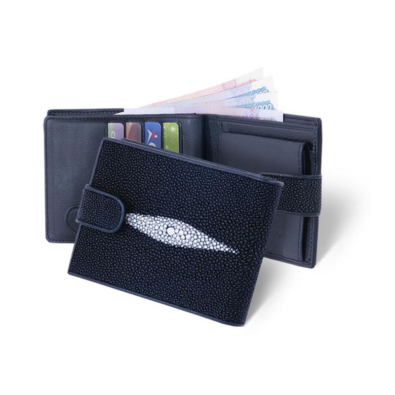 Мужской кошелек из кожи ската с белой полосой