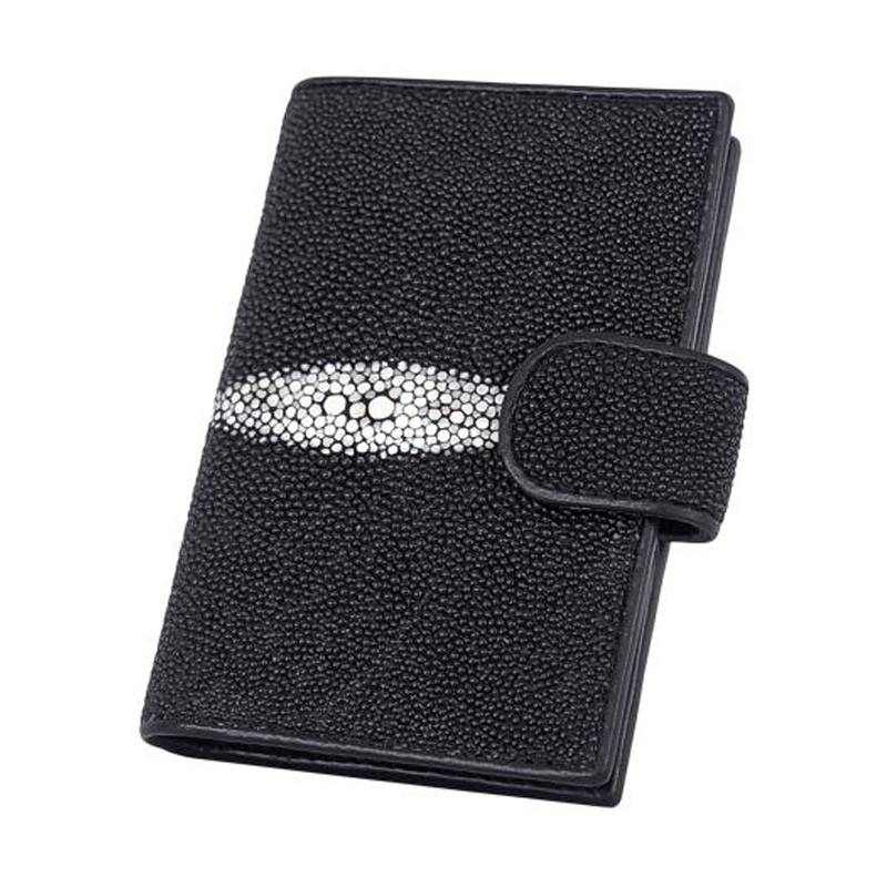 Визитница из кожи ската черная