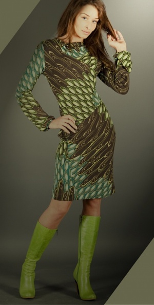 Трикотажное платье "Перо Жар-Птицы"