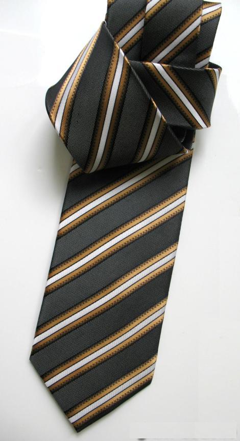 Галстук мужской слим серо-бежево-белый