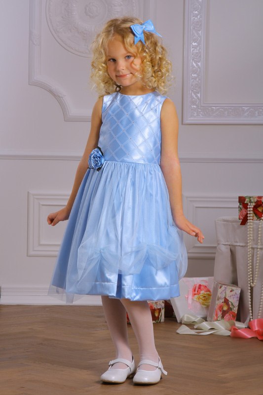 Нарядное детское платье "Вероника" голубое