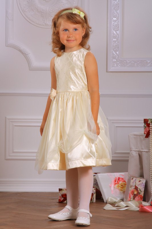 Нарядное детское платье "Вероника" светло-желтое
