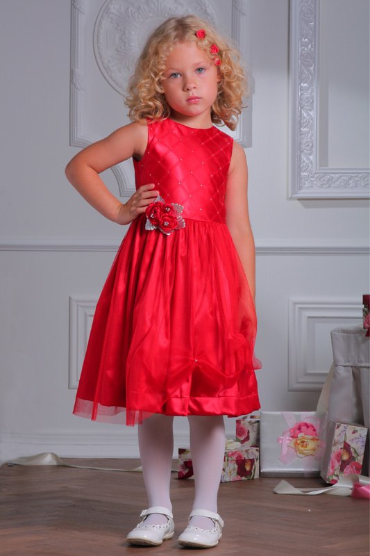 Нарядное детское платье "Вероника" красное