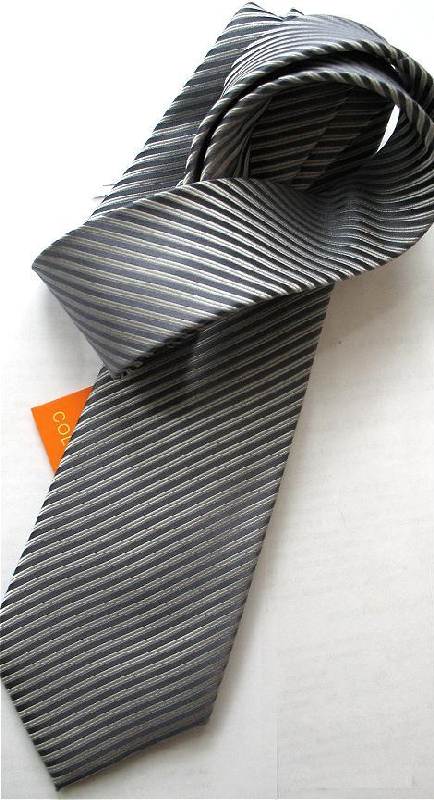Галстук мужской слим серый фактурная полоска