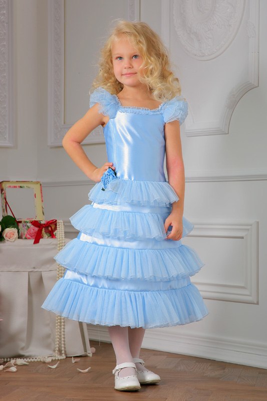 Нарядное детское платье "Мальвина" голубое