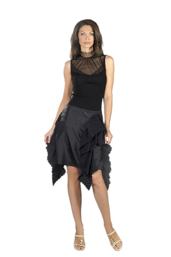 Блузка-топ с эффектной ажурной кокеткой