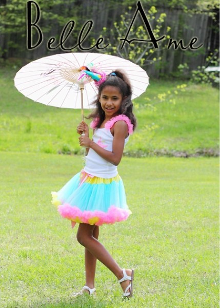 Пышная мини-юбка «радужный аквамарин»